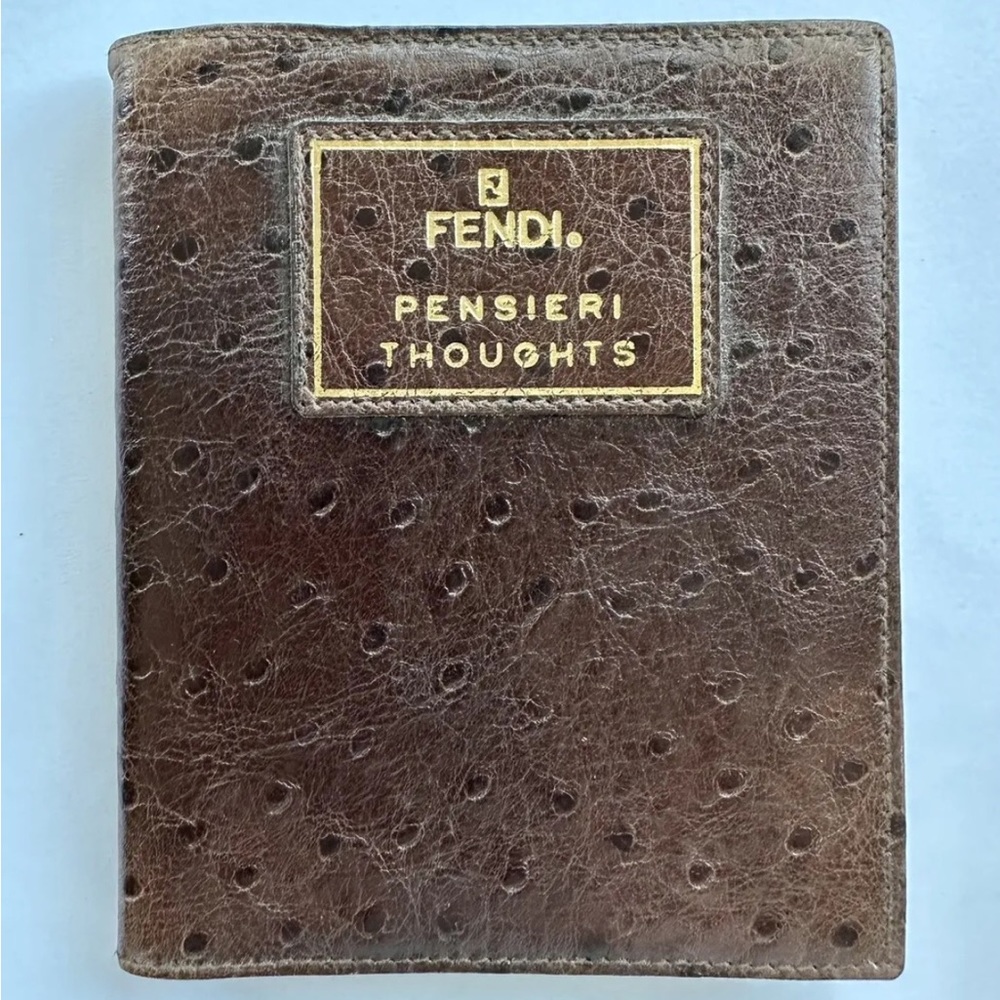 VINTAGE 90s FENDI ROMA PENSIERI THOUGHTS JOURNAL DIARY NOTEBOOK OSTRICH LEATHER